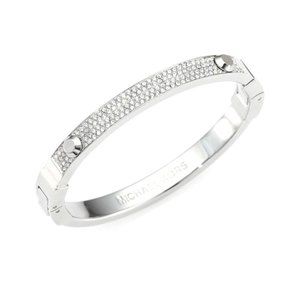 Silver-Tone Crystal Pave Astor Stud Bangle Bracele